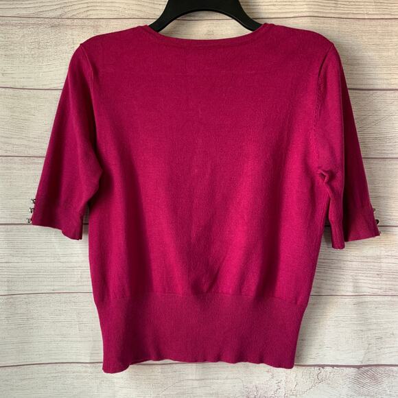 Audrey & Grace Pink Knit Cardigan Sweater Pearly Buttons Size Medium - Picture 6 of 15